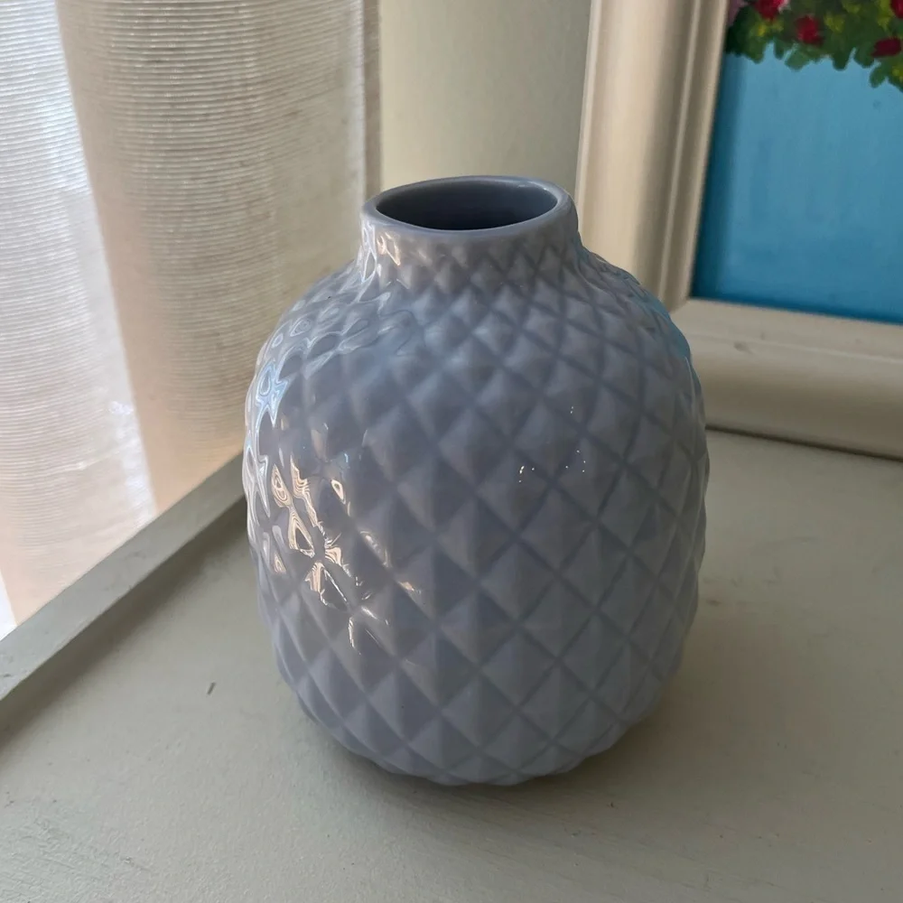 IKEA Textured Pale Periwinkle Ceramic Vase